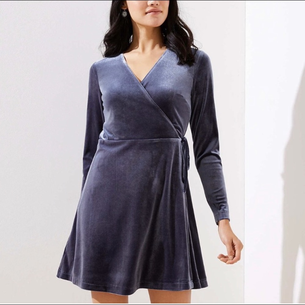 Loft velvet wrap dress.